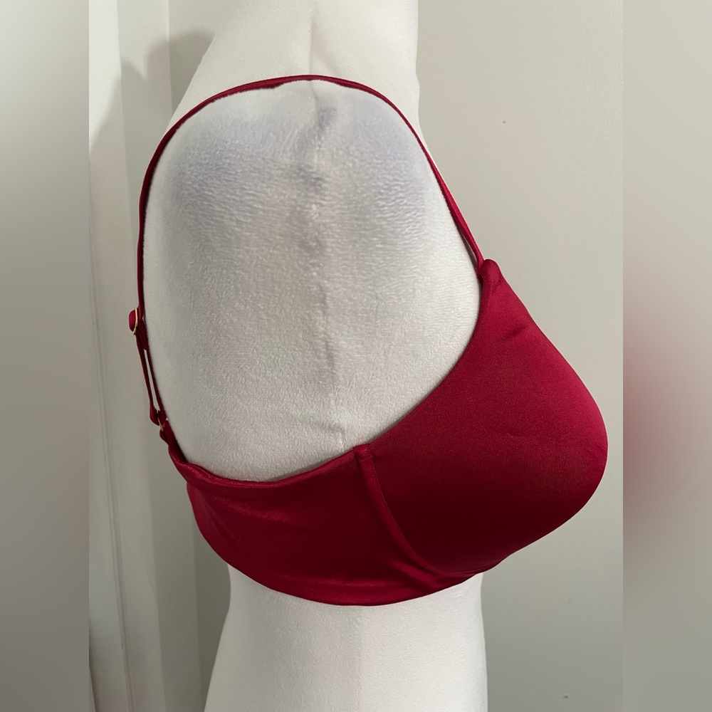 NWT WARNER’S Fall In Luxe Lift Wire-Free Bra Red Satin 38C - Picture 6 of 11